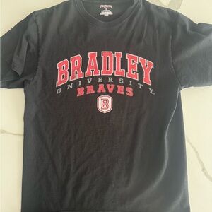 Jansport Black Short Sleeve Bradley University Braves Tee with Red Lettering